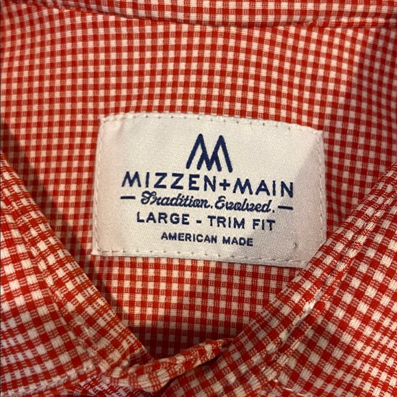 Mizzen+Main Red checkered Button Down Shirt  Sz.  L - Picture 2 of 9